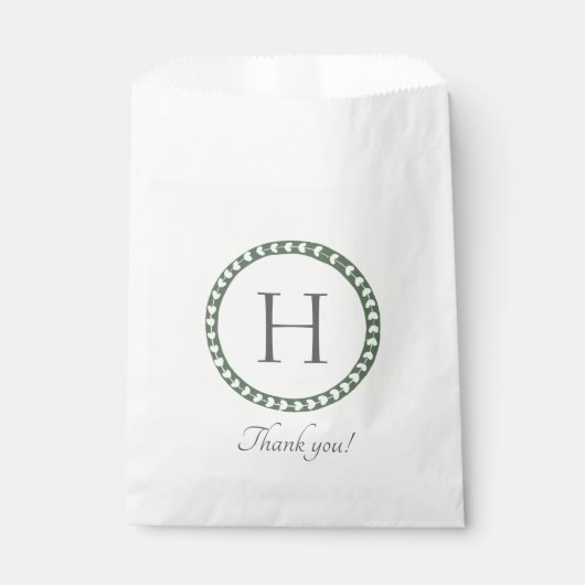 Sachets En Papier Impression botanique verte et blanche en bloc (Devant)
