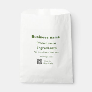 Sachets En Papier Ingrédients ajouter nom du produit poids scan Q R 