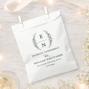 Sachets En Papier Initiales florales empilées Monogramme Mariage