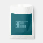 Sachets En Papier Initiales modernes & Nom | Sarcelle foncée & Bleu (Devant)