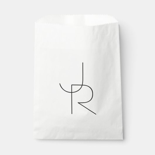 Sachets En Papier Initiales superposées | Noir sur blanc (Devant)