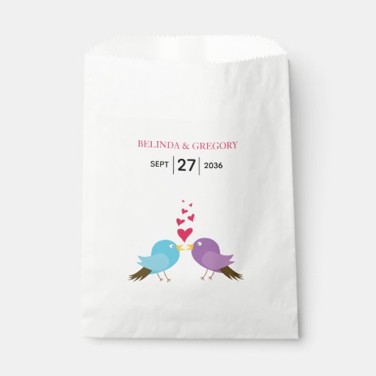 Sachets En Papier Inséparables et Mariages de coeur (Devant)
