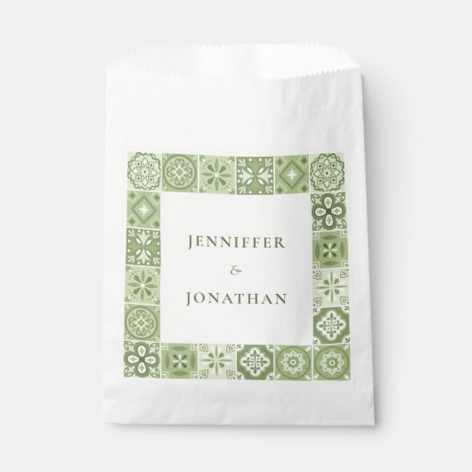 Sachets En Papier Invitation aux tuiles espagnoles vertes (Devant)