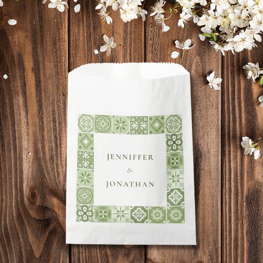 Sachets En Papier Invitation aux tuiles espagnoles vertes