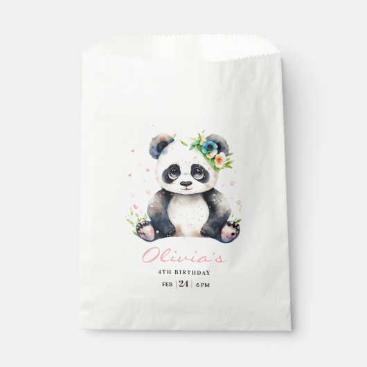 Sachets En Papier Invitation d'anniversaire Panda, Anniversaire de f (Devant)