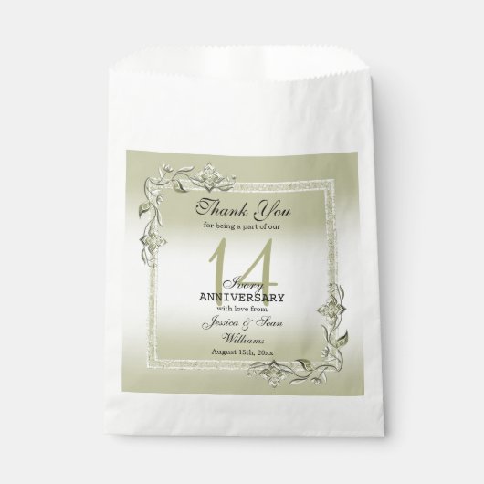 Sachets En Papier Ivory Gem & Parties scintillant 14e anniversaire d (Devant)
