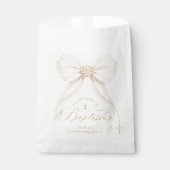 Sachets En Papier Ivory Gold Bow  Modern Simple Baptism (Devant)