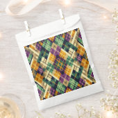 Sachets En Papier Jacquard Mardi Gras jaune violet vert (Coupé)