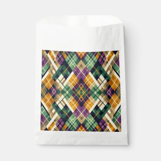 Sachets En Papier Jacquard Mardi Gras jaune violet vert (Devant)