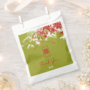 Sachets En Papier Jade Green Bamboo Feuille Double Xi Mariage chinoi