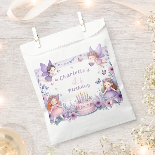 Sachets En Papier Jardin de Fée pourpre enchantée - Anniversaire (Coupé)