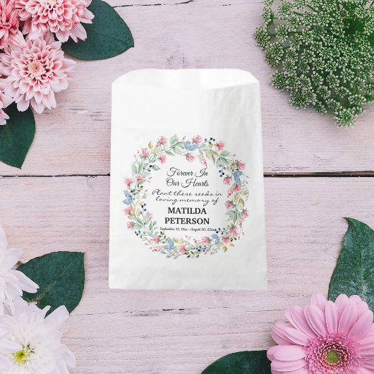 Sachets En Papier Jardin Floral Wreath Memorial Seed Packet