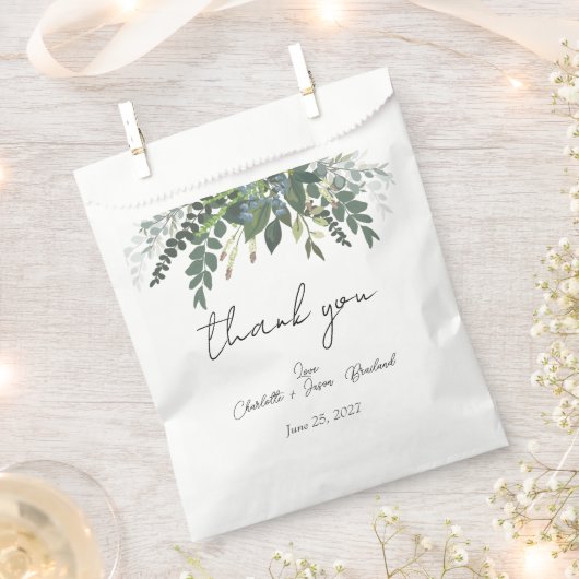 Sachets En Papier Jardin Foliage Nature Verdure Mariage Merci (Coupé)