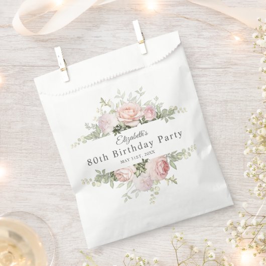 Sachets En Papier Jardin Rose d'été 80e fête d'anniversaire (Coupé)