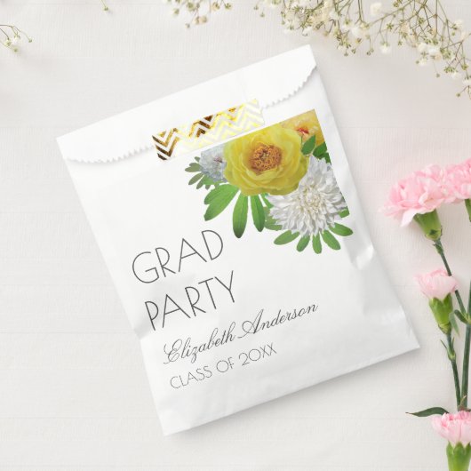 Sachets En Papier Jaune & Blanc Floral Graduation Party (Scellé)