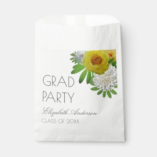 Sachets En Papier Jaune & Blanc Floral Graduation Party (Devant)
