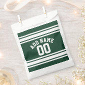 Sachets En Papier Jersey de sport blanc vert avec nom et numéro (Coupé)