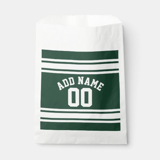 Sachets En Papier Jersey de sport blanc vert avec nom et numéro (Devant)