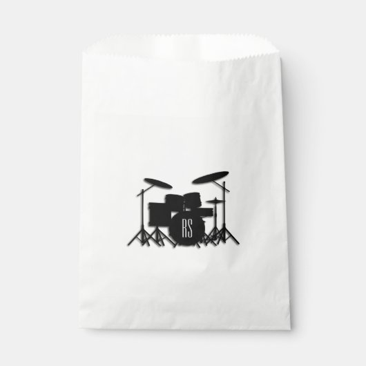 Sachets En Papier Jeu de tambour Monogramme Argent (Devant)