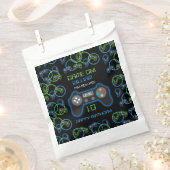 Sachets En Papier Jeu vidéo Neon Blue & Green Anniversaire Party (Coupé)