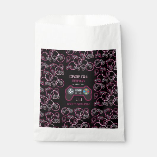 Sachets En Papier Jeu vidéo Neon Rose Girls Anniversaire (Devant)