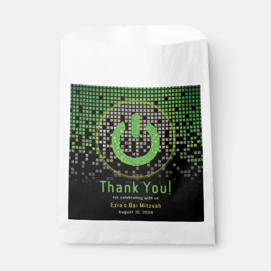 Sachets En Papier Jeu vidéo noir vert Gamer Bar Mitzvah (Devant)