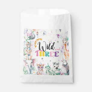 Sachets En Papier Jeune sauvage et trois animaux Safari Fille Annive