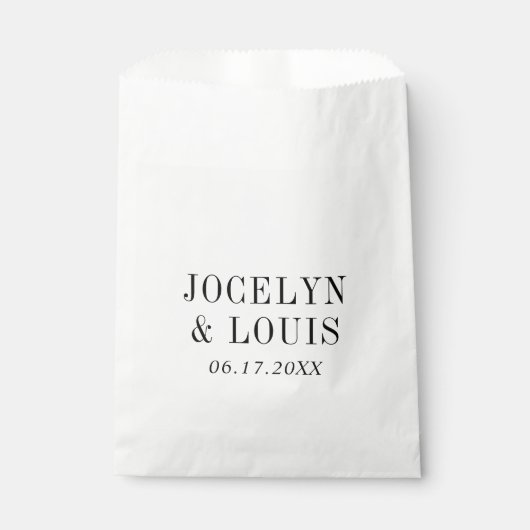 Sachets En Papier Jocelyn Mariage moderne noir et blanc (Devant)