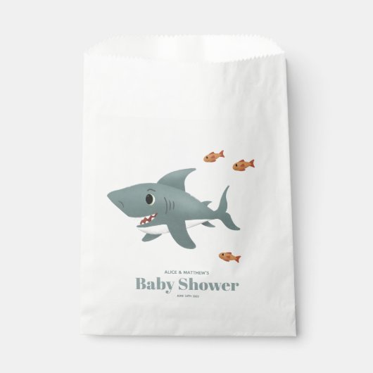 Sachets En Papier Joli Baby shower Blue Sea Shark Boys (Devant)