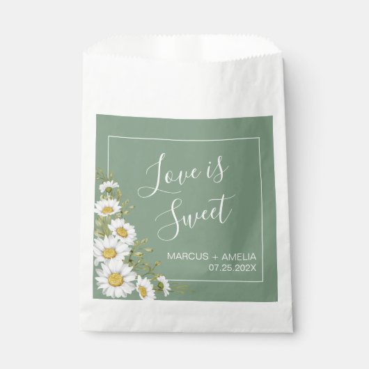 Sachets En Papier Joli Basil Vert & Blanc Mariage (Devant)