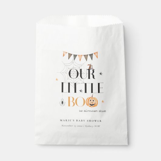 Sachets En Papier Joli Citrouille Halloween Baby shower Little Boo (Devant)