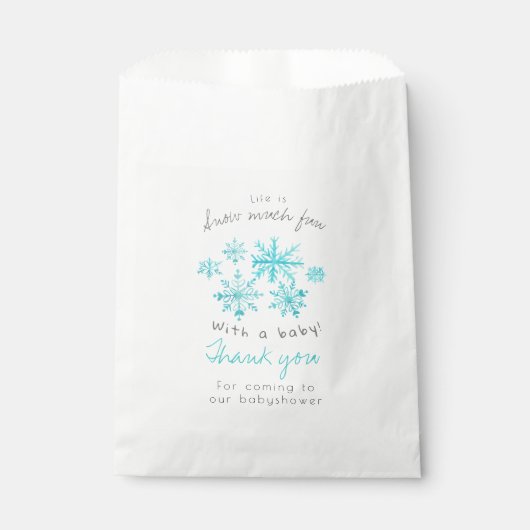 Sachets En Papier Joli flocon de neige en hiver babyshower de faveur (Devant)