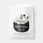 Sachets En Papier Joli Halloween noir et blanc Citrouille 2022 (Devant)
