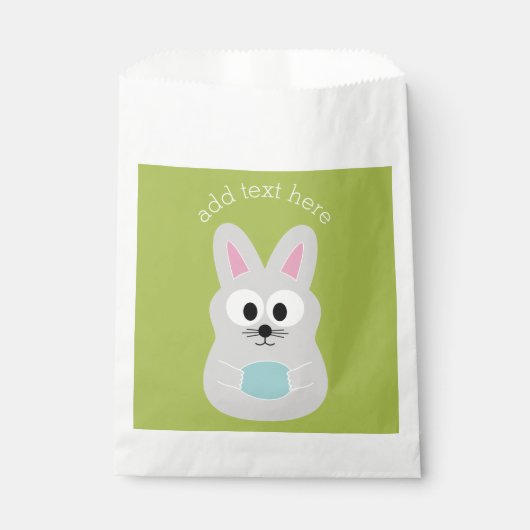 Sachets En Papier Joli lapin de Pâques avec oeuf et nom personnalisé (Devant)