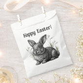 Sachets En Papier Joli Lapin Gris Joyeuses Pâques (Coupé)