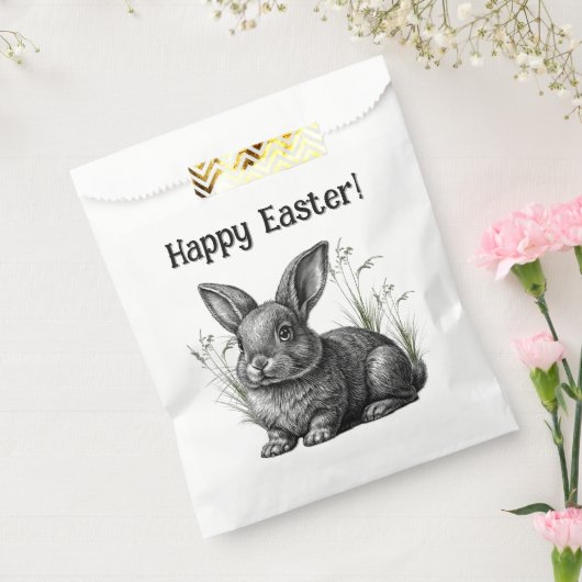 Sachets En Papier Joli Lapin Gris Joyeuses Pâques (Scellé)