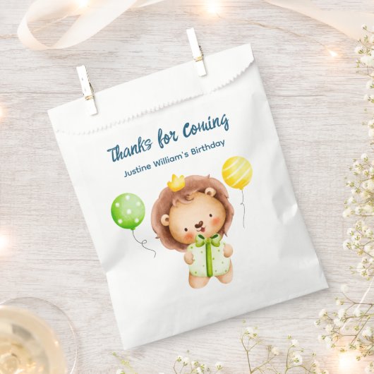 Sachets En Papier Joli Lion bébé, Merci Party (Coupé)