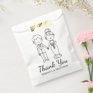 Sachets En Papier Joli Mariage de Merci de la mariée de dessin animé