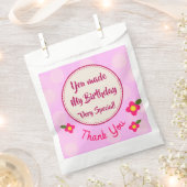 Sachets En Papier Joli Merci fête d'anniversaire rose (Coupé)