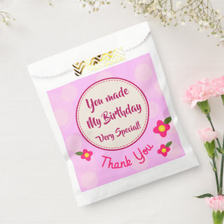 Sachets En Papier Joli Merci fête d'anniversaire rose