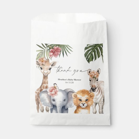 Sachets En Papier Joli Safari Wild One Joli Animaux Girl Baby Show (Devant)