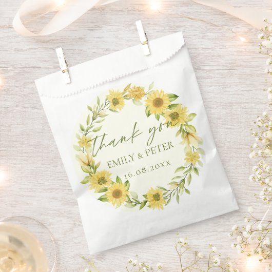 Sachets En Papier Joli Tournesol Jaune Floral Mariage Merci (Coupé)