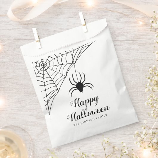 Sachets En Papier Jolie araignée noire Halloween (Coupé)
