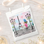 Sachets En Papier Jolie femme et ballon de coeur rose - I Love Paris (Coupé)