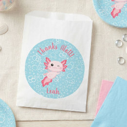 Sachets En Papier Jolie fête d'anniversaire de bébé axolotl rose 
