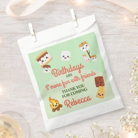 Sachets En Papier Jolie fête d'anniversaire de campement avec S'more