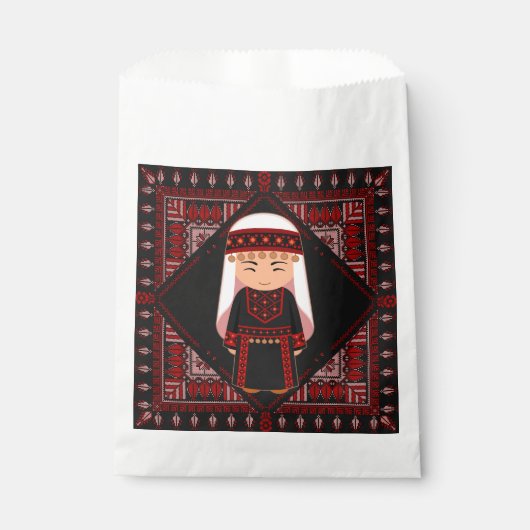Sachets En Papier jolie fille palestinienne Broderie rouge tatreez (Devant)