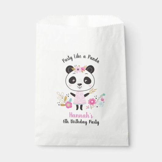 Sachets En Papier Jolie Panda Rose Filles Anniversaire (Devant)