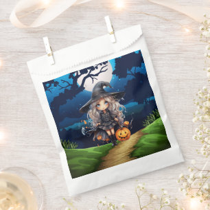 Sachets En Papier Jolie sorcière dans la forêt Halloween heureux