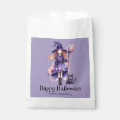 Sachets En Papier Jolie sorcière et chat noir Happy Halloween (Devant)